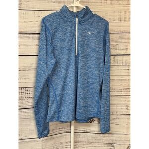Nike Women's Blue Heather Quarter Zip Running Top Long Sleeve Athletic Shirt‎